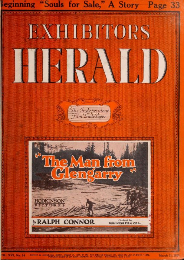 EXHIBITORS HERALD magazine side cover 31 March 1922