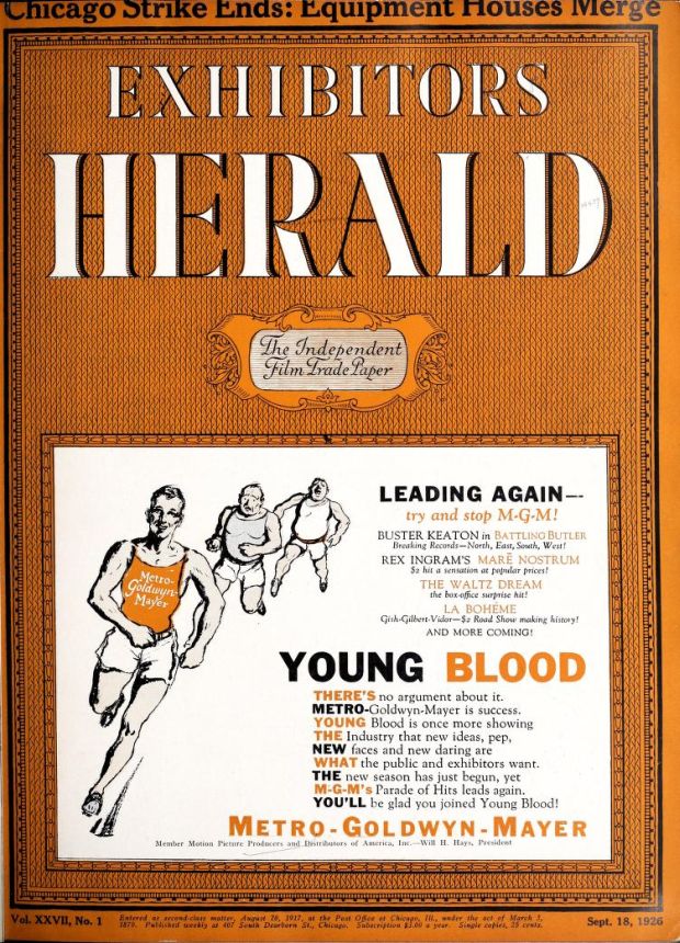 EXHIBITORS HERALD magazine side cover 18 September 1926