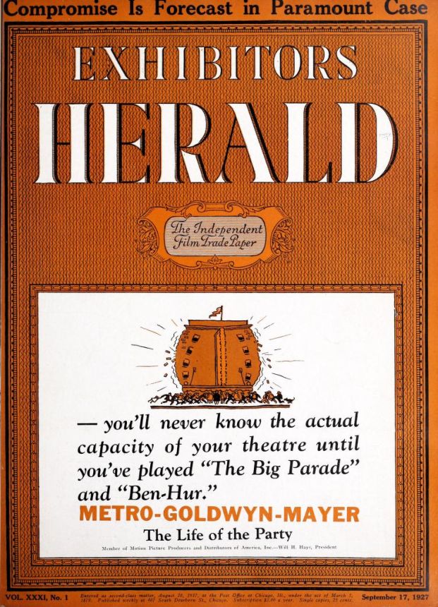 EXHIBITORS HERALD magazine side cover 17 September 1927
