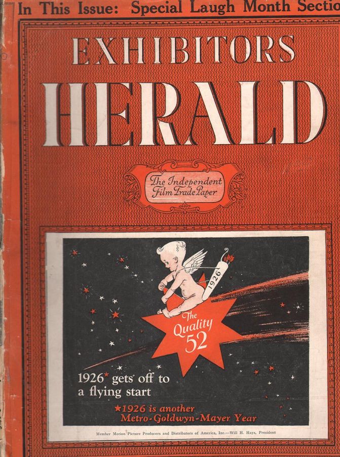EXHIBITORS HERALD magazine side cover 2 January 1926