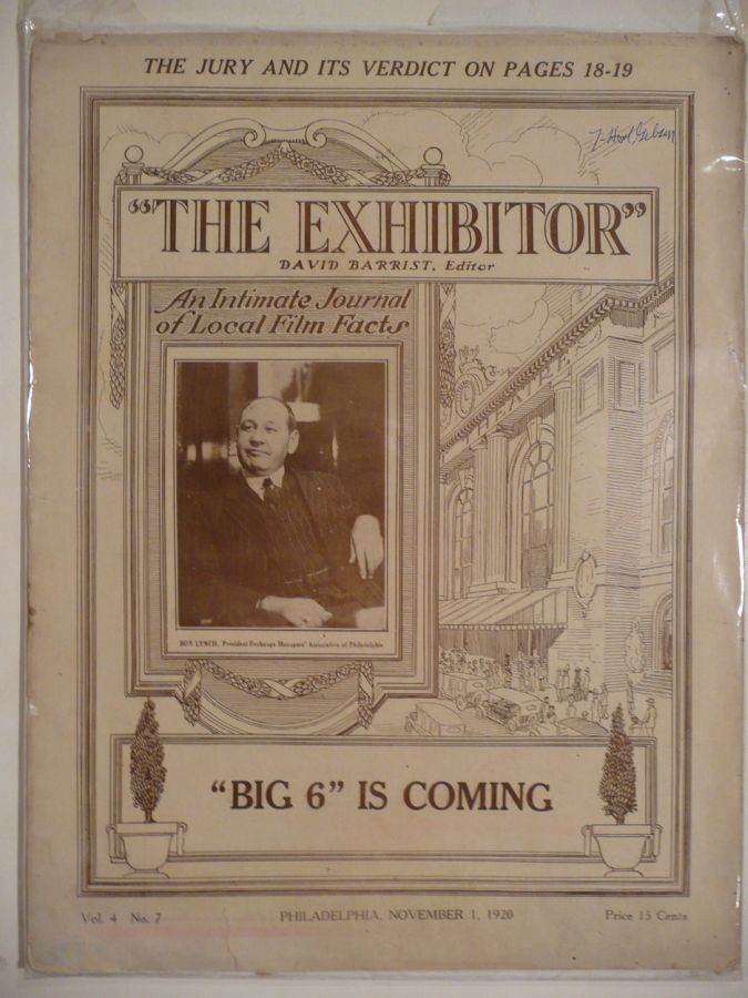 EXHIBITOR magazine side cover 1 November 1920