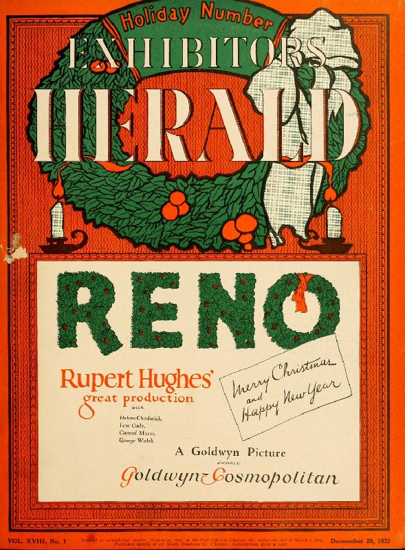 EXHIBITORS HERALD magazine side cover 29 December 1923