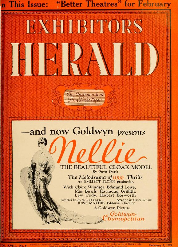 EXHIBITORS HERALD magazine side cover 2 February 1924