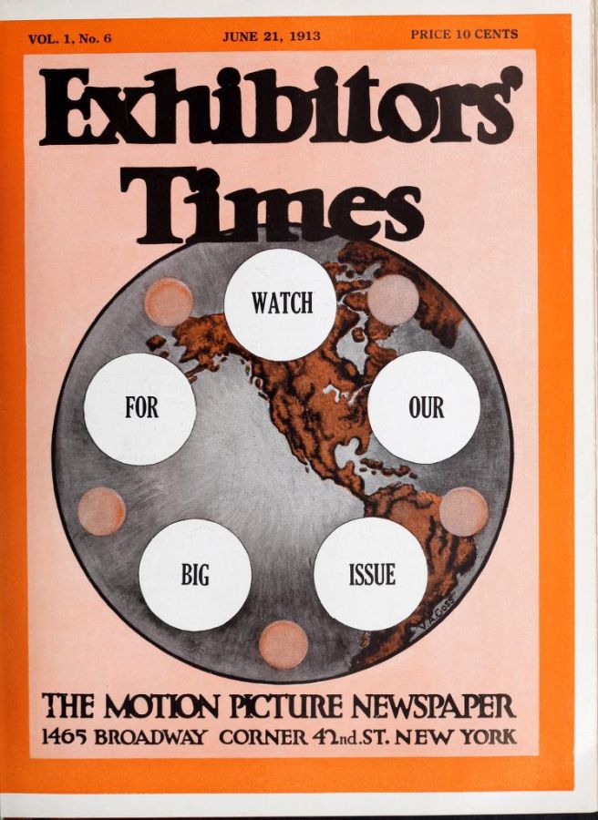 EXHIBITORS TIMES magazine side cover Issue 6 21 June 1913