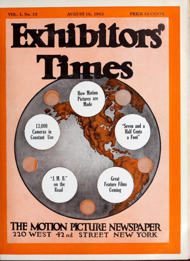 EXHIBITORS TIMES magazine side cover Issue 13 16 August 1913