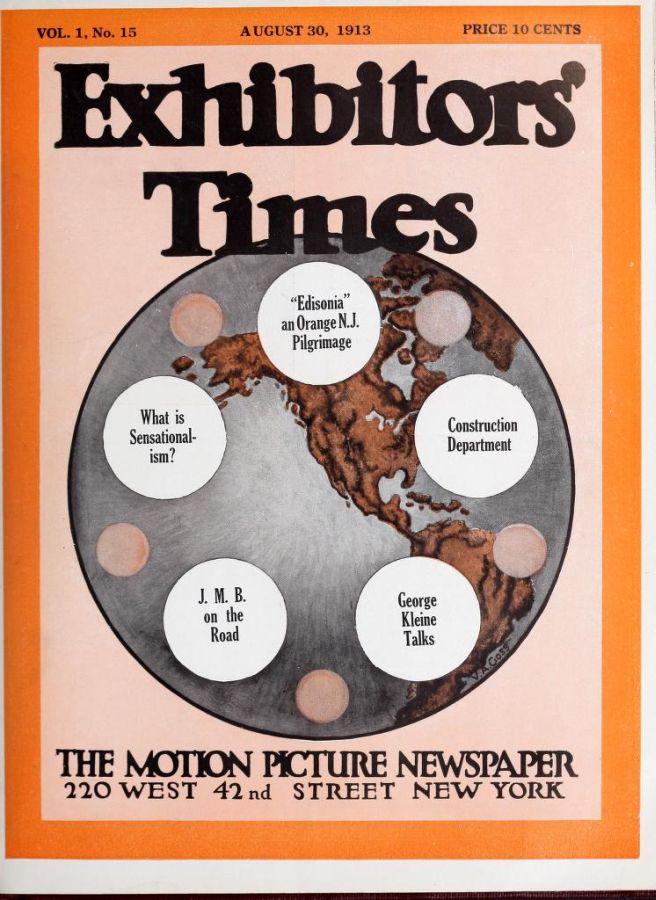 EXHIBITORS TIMES magazine side cover Issue 15 30 August 1913