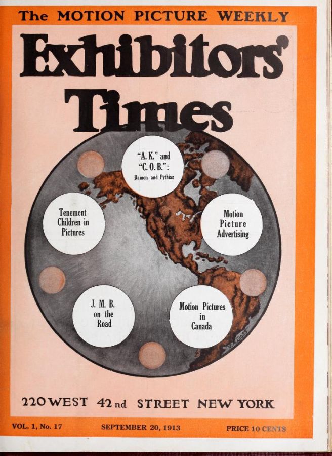 EXHIBITORS TIMES magazine side cover Issue 17 20 September 1913