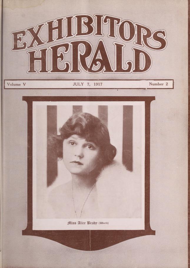 EXHIBITORS HERALD magazine side cover 7 July 1917