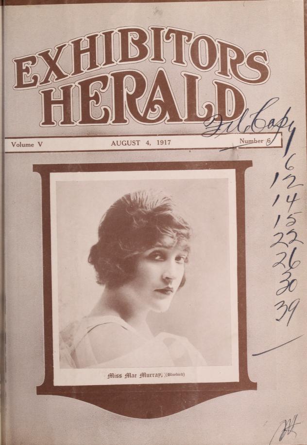 EXHIBITORS HERALD magazine side cover 4 August 1917