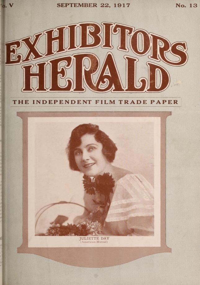 EXHIBITORS HERALD magazine side cover 22 September 1917