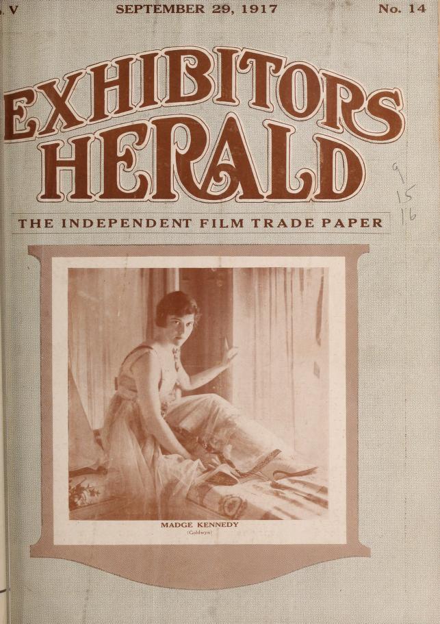 EXHIBITORS HERALD magazine side cover 29 September 1917