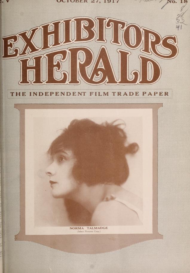 EXHIBITORS HERALD magazine side cover 27 October 1917
