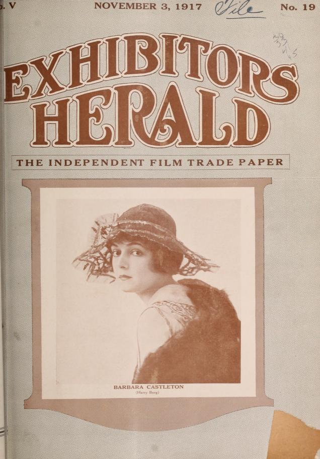 EXHIBITORS HERALD magazine side cover 3 November 1917