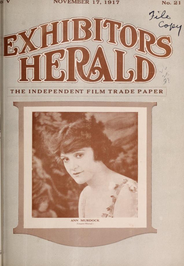 EXHIBITORS HERALD magazine side cover 17 November 1917
