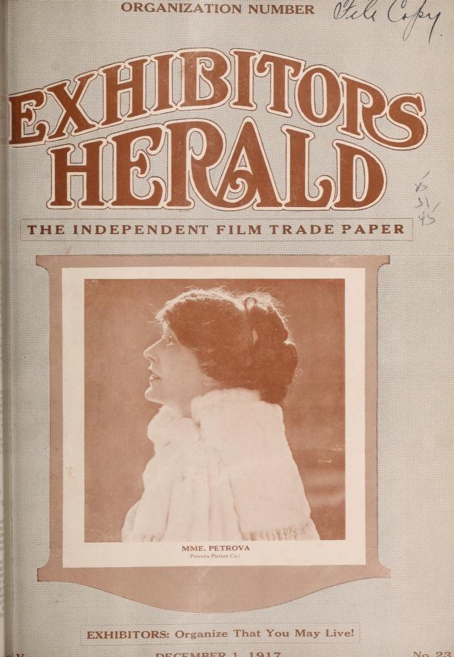 EXHIBITORS HERALD magazine side cover 1 December 1917