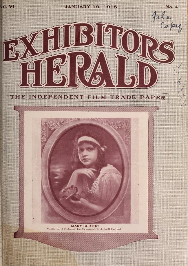 EXHIBITORS HERALD magazine side cover 19 January 1918