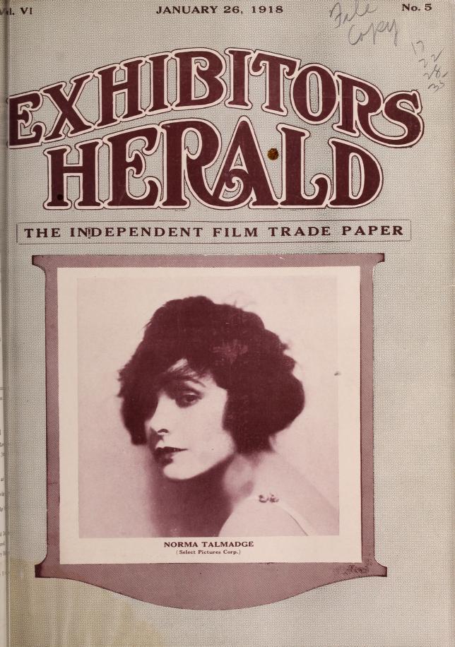 EXHIBITORS HERALD magazine side cover 26 January 1918