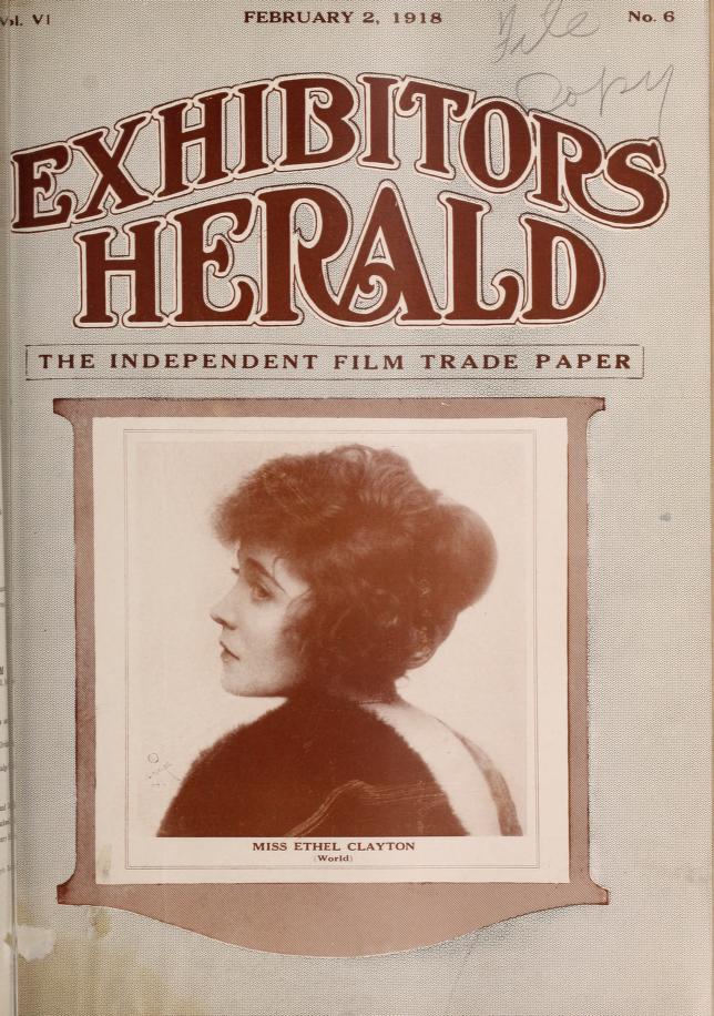 EXHIBITORS HERALD magazine side cover 2 February 1918