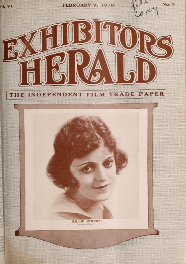 EXHIBITORS HERALD magazine side cover 9 February 1918