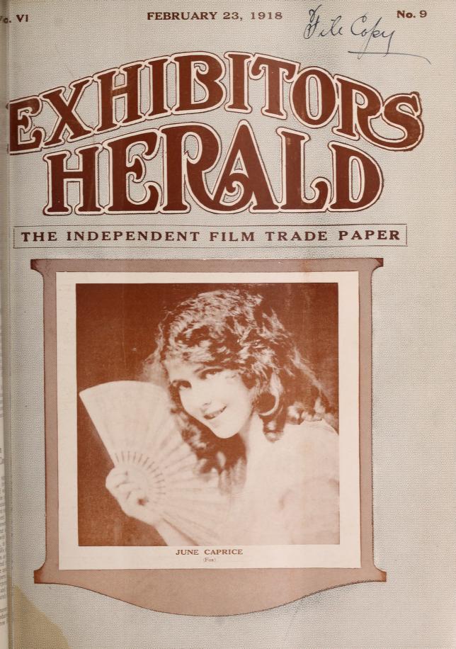 EXHIBITORS HERALD magazine side cover 23 February 1918