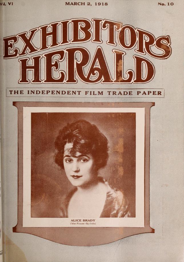 EXHIBITORS HERALD magazine side cover 2 March 1918