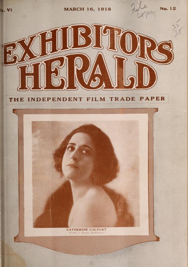 EXHIBITORS HERALD magazine side cover 16 March 1918