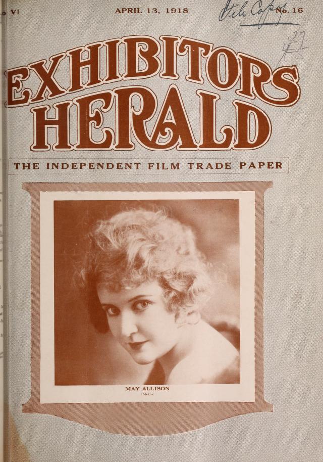 EXHIBITORS HERALD magazine side cover 13 April 1918