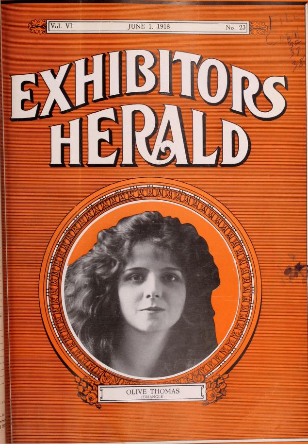 EXHIBITORS HERALD magazine side cover 1 June 1918