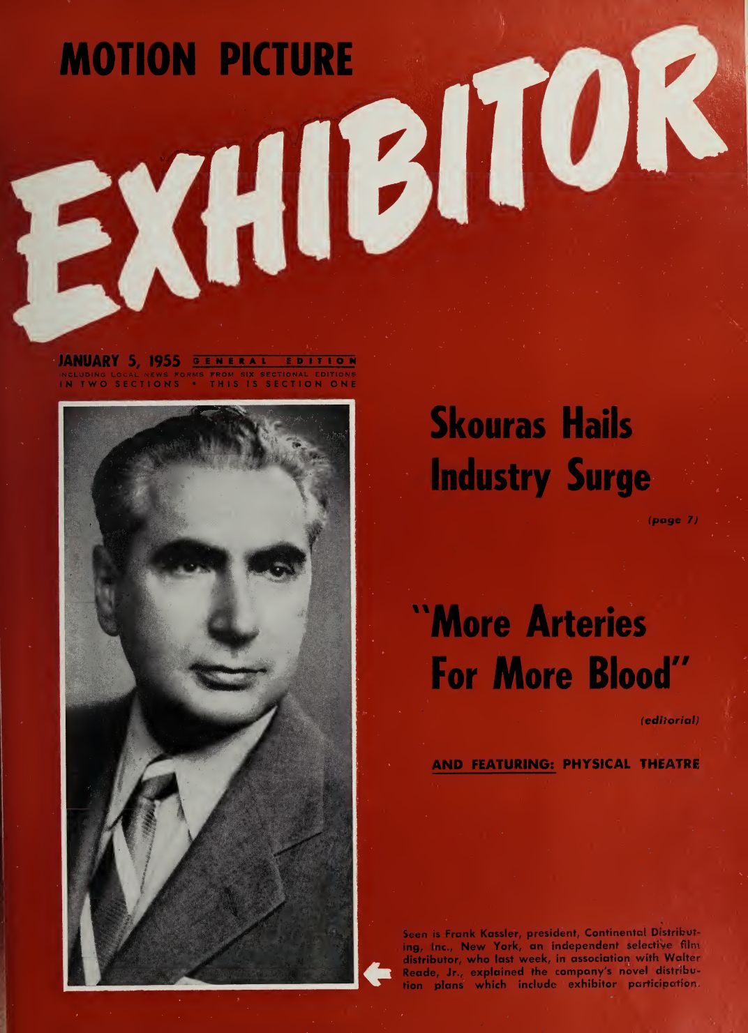 MOTION PICTURE EXHIBITOR magazine side cover 5 January 1955