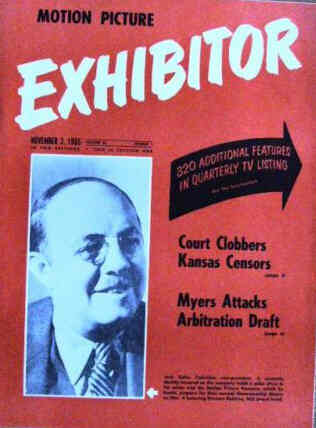 MOTION PICTURE EXHIBITOR magazine side cover 2 November 1955