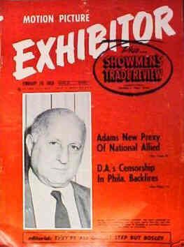 MOTION PICTURE EXHIBITOR magazine side cover 19 February 1958