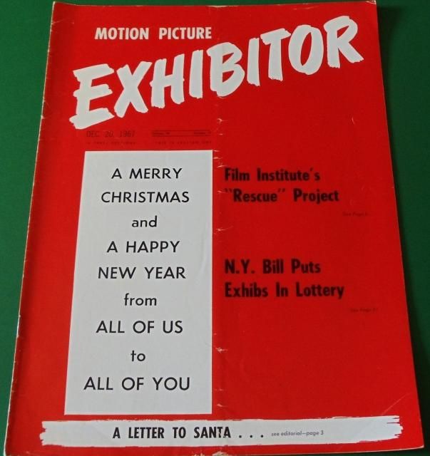 MOTION PICTURE EXHIBITOR magazine side cover 20 December 1967