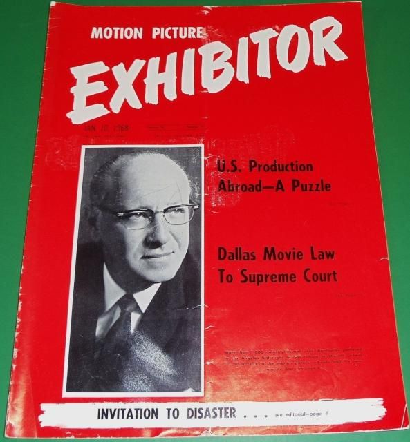 MOTION PICTURE EXHIBITOR magazine side cover 10 January 1968
