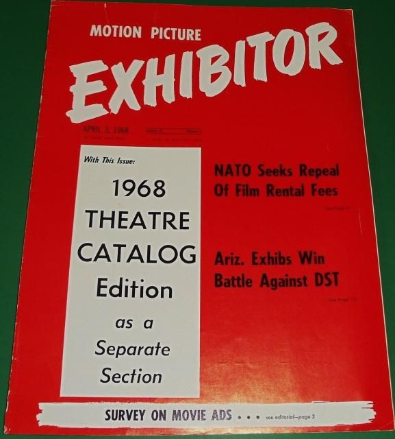 MOTION PICTURE EXHIBITOR magazine side cover 3 April 1968
