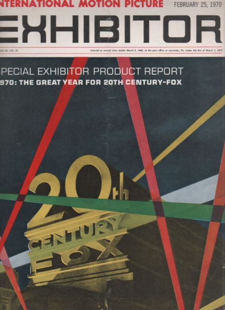 MOTION PICTURE EXHIBITOR magazine side cover 25 February 1970