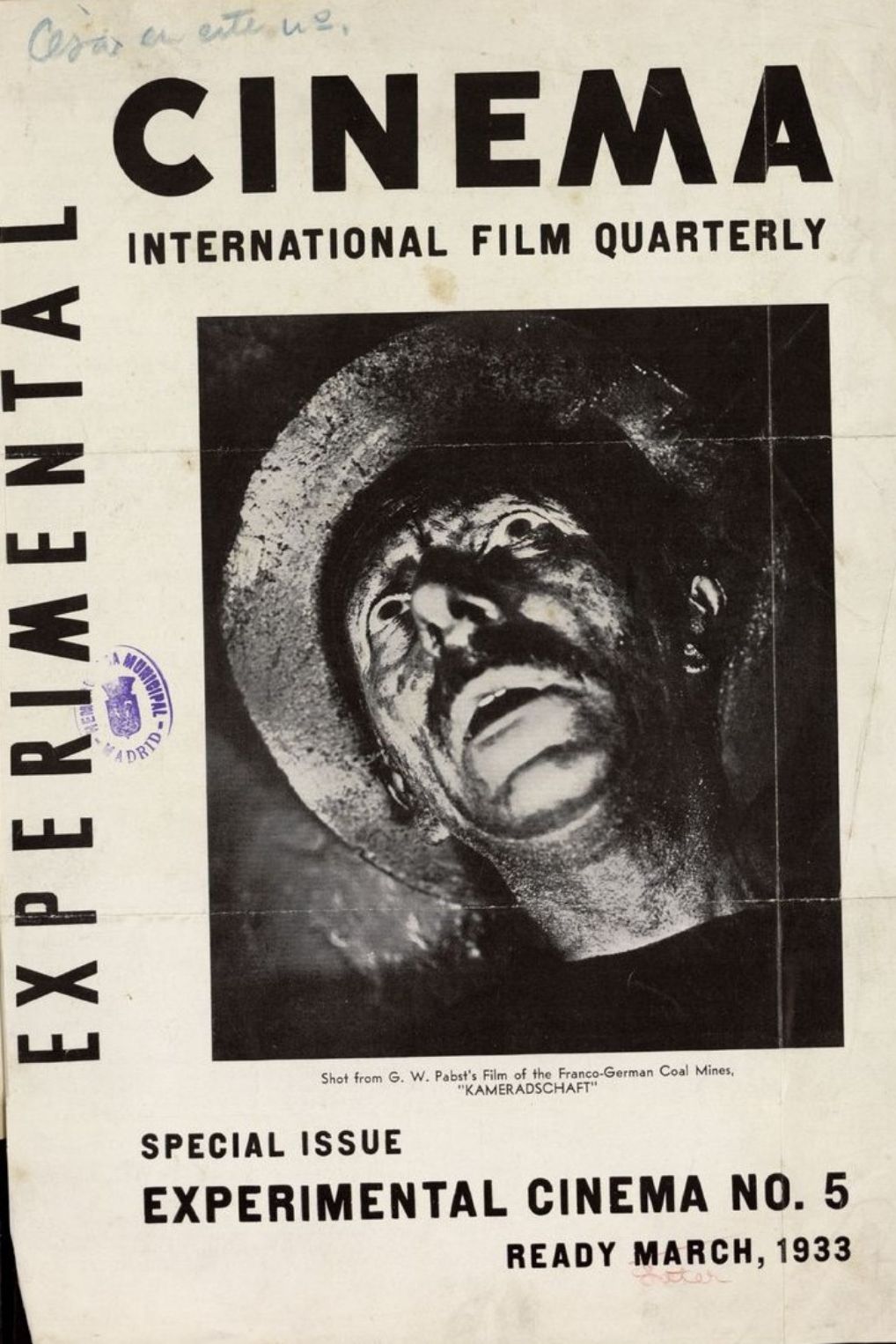 EXPERIMENTAL CINEMA magazine side cover Issue 5  Special  March 1933