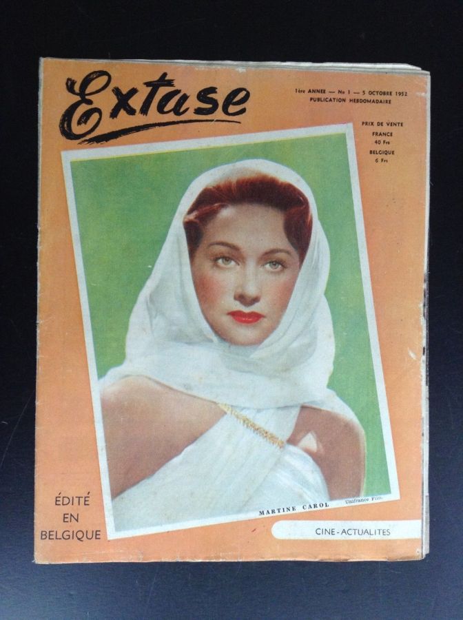 EXTASE (Be) magazine side cover Issue 1 5 October 1952