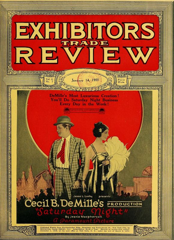 EXHIBITORS TRADE REVIEW magazine side cover 14 January 1922