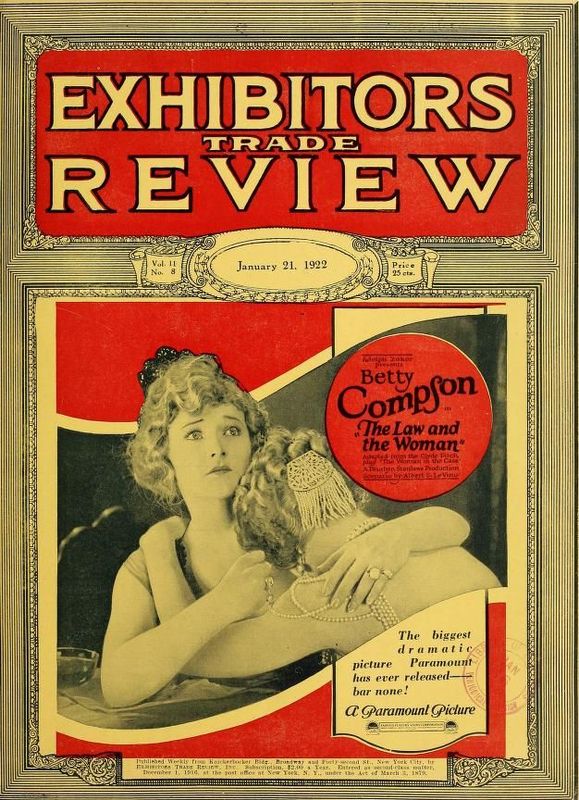 EXHIBITORS TRADE REVIEW magazine side cover 21 January 1922