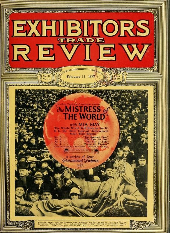 EXHIBITORS TRADE REVIEW magazine side cover 11 February 1922
