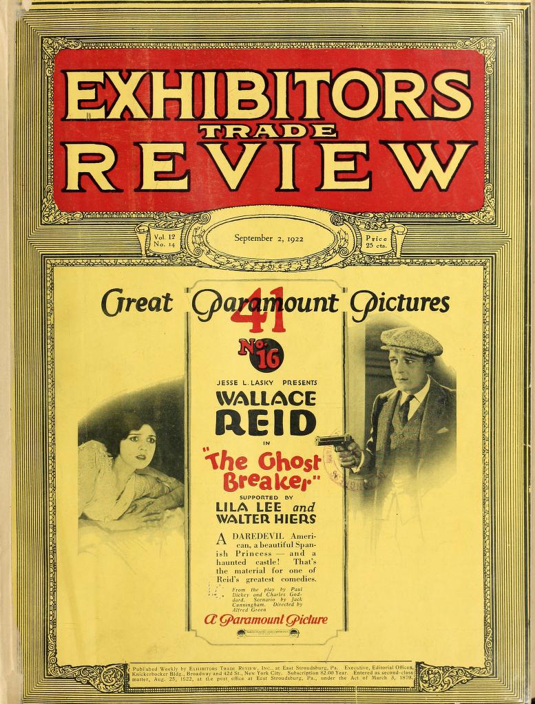 EXHIBITORS TRADE REVIEW magazine side cover 2 September 1922