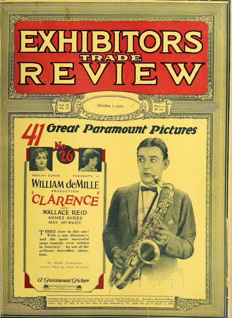 EXHIBITORS TRADE REVIEW magazine side cover 7 October 1922
