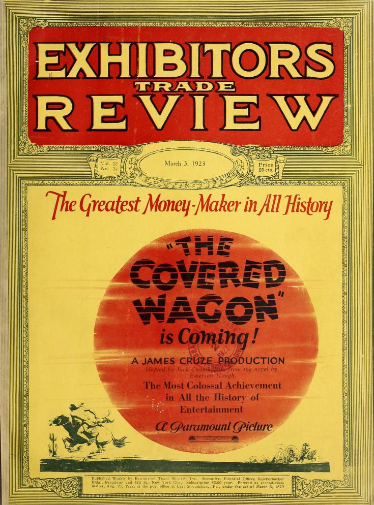 EXHIBITORS TRADE REVIEW magazine side cover 3 March 1923