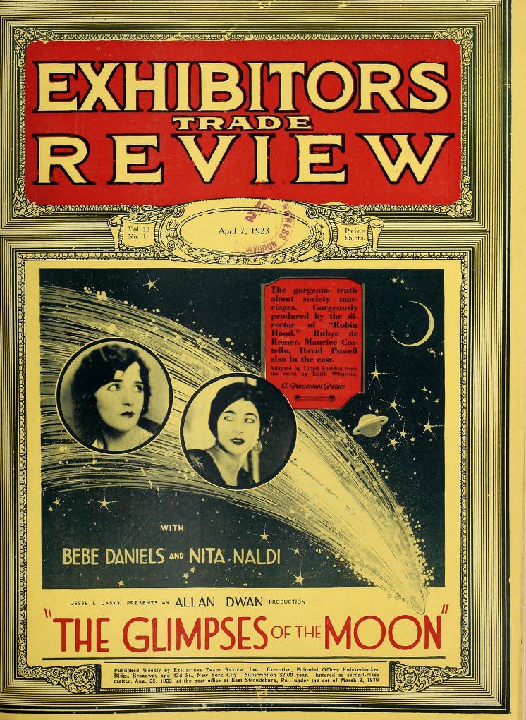 EXHIBITORS TRADE REVIEW magazine side cover 7 April 1923