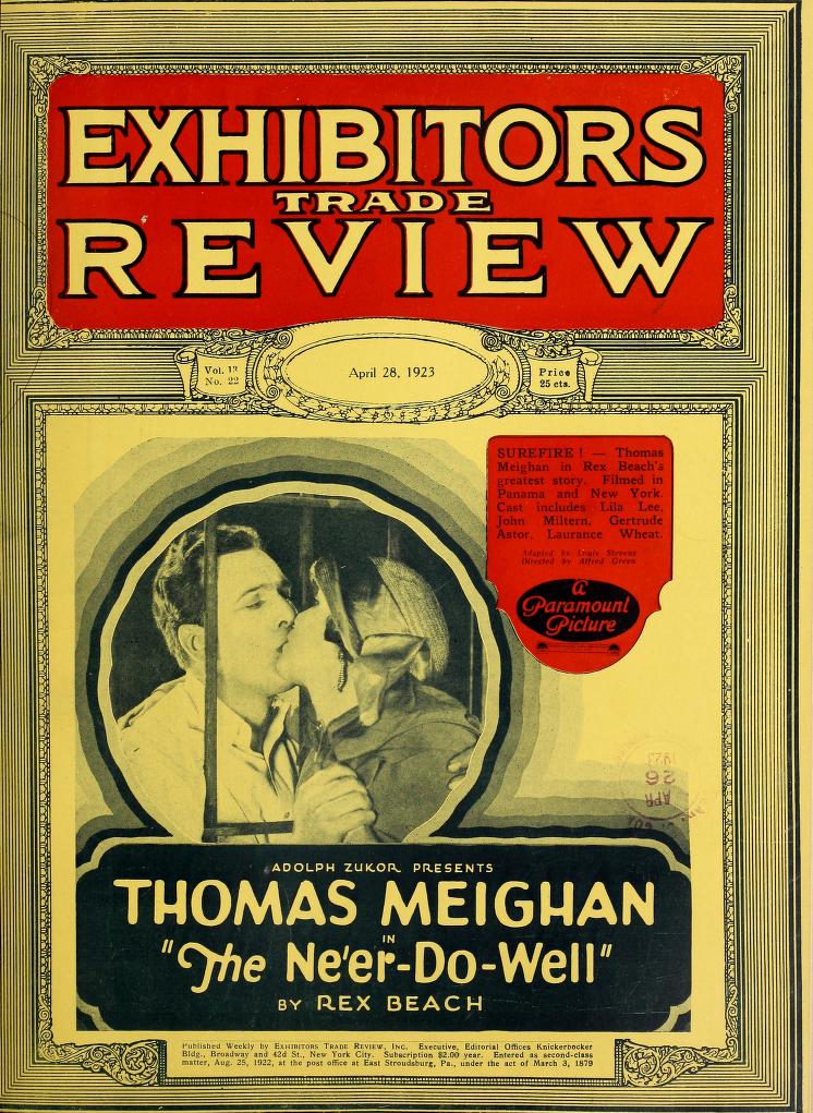 EXHIBITORS TRADE REVIEW magazine side cover 28 April 1923