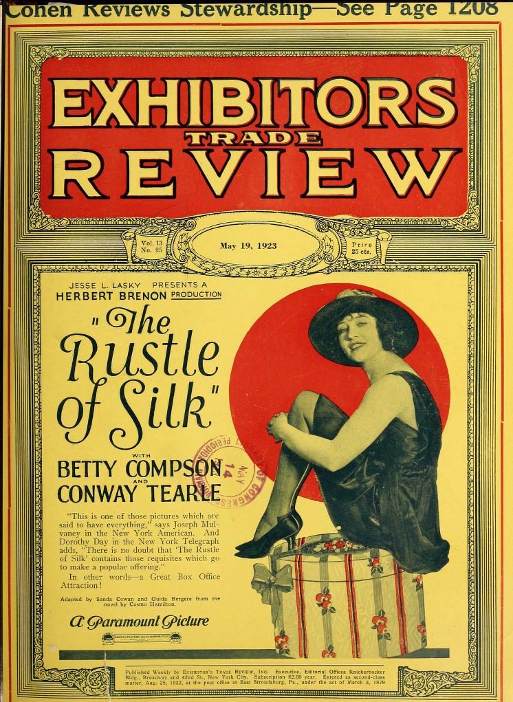 EXHIBITORS TRADE REVIEW magazine side cover 19 May 1923
