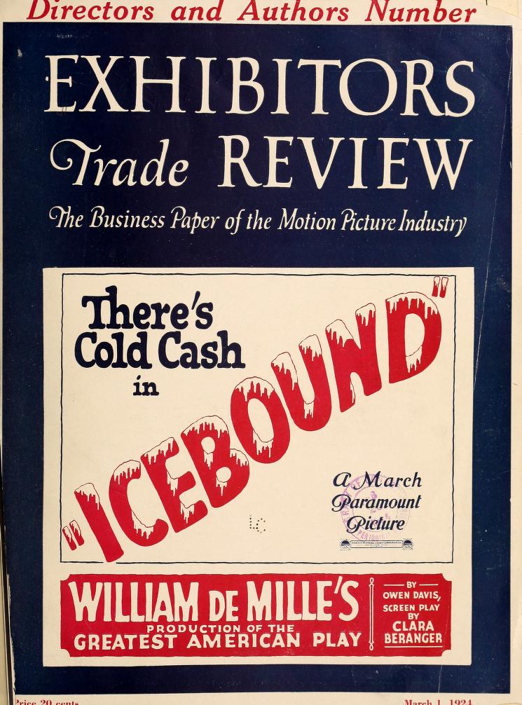 EXHIBITORS TRADE REVIEW magazine side cover 1 March 1924