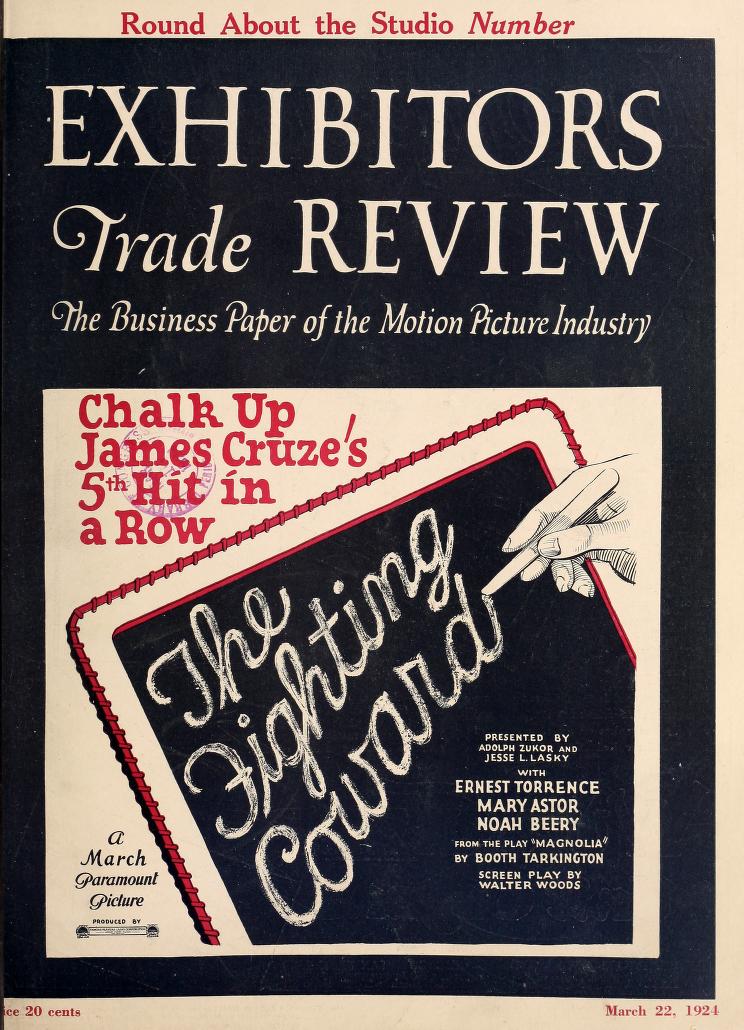 EXHIBITORS TRADE REVIEW magazine side cover 22 March 1924