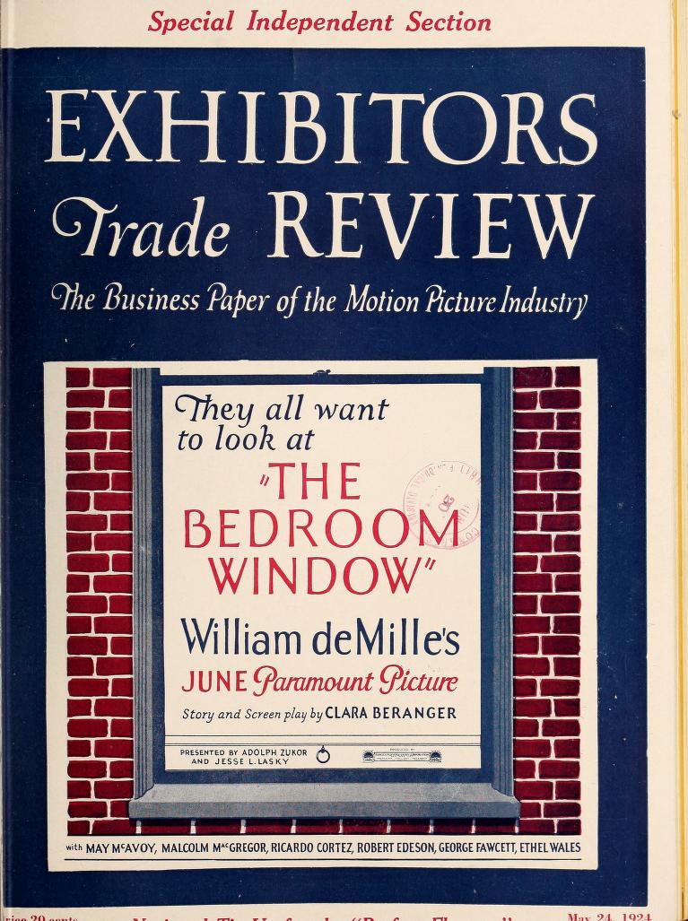 EXHIBITORS TRADE REVIEW magazine side cover 24 May 1924