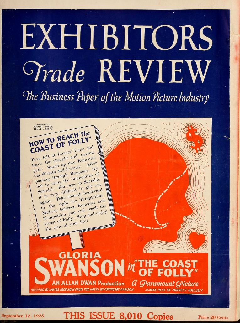EXHIBITORS TRADE REVIEW magazine side cover 12 September 1925